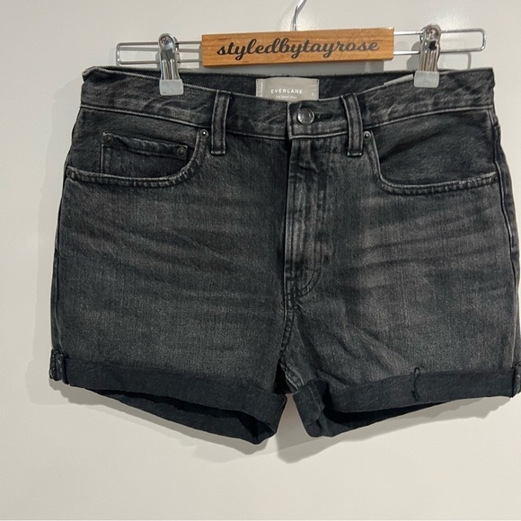 Everlane Womens The Denim Short Raw Hem Organic Cotton Washed Black - Picture 3 of 9